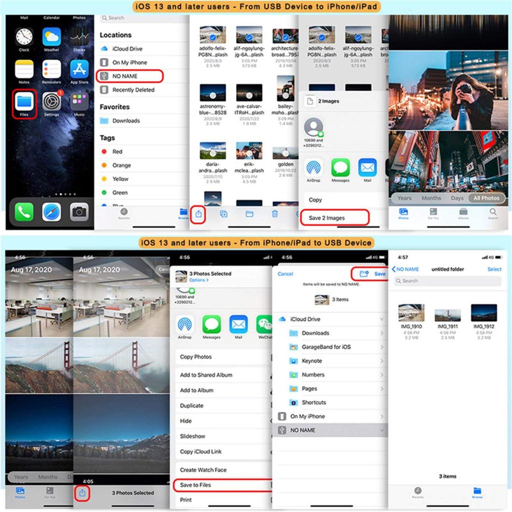 4 in 1 8Pin to HD + USBx2 + 8Pin Adapter for iPhone iPad Projector TV Mirroring Keyboard Mouse Camera Connection
