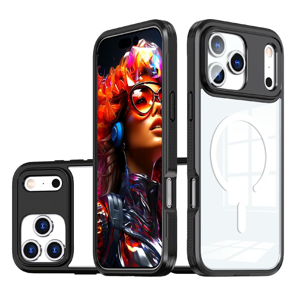 For iPhone 17 Pro Max Case Compatible with MagSafe TPU PC Clear Phone Back Cover