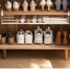 Adjustable Shoe Rack | Space-Saving Layered Organizer For Home Shoe Cabinets | Under-Shelf Shoe Holder With Hanging Basket