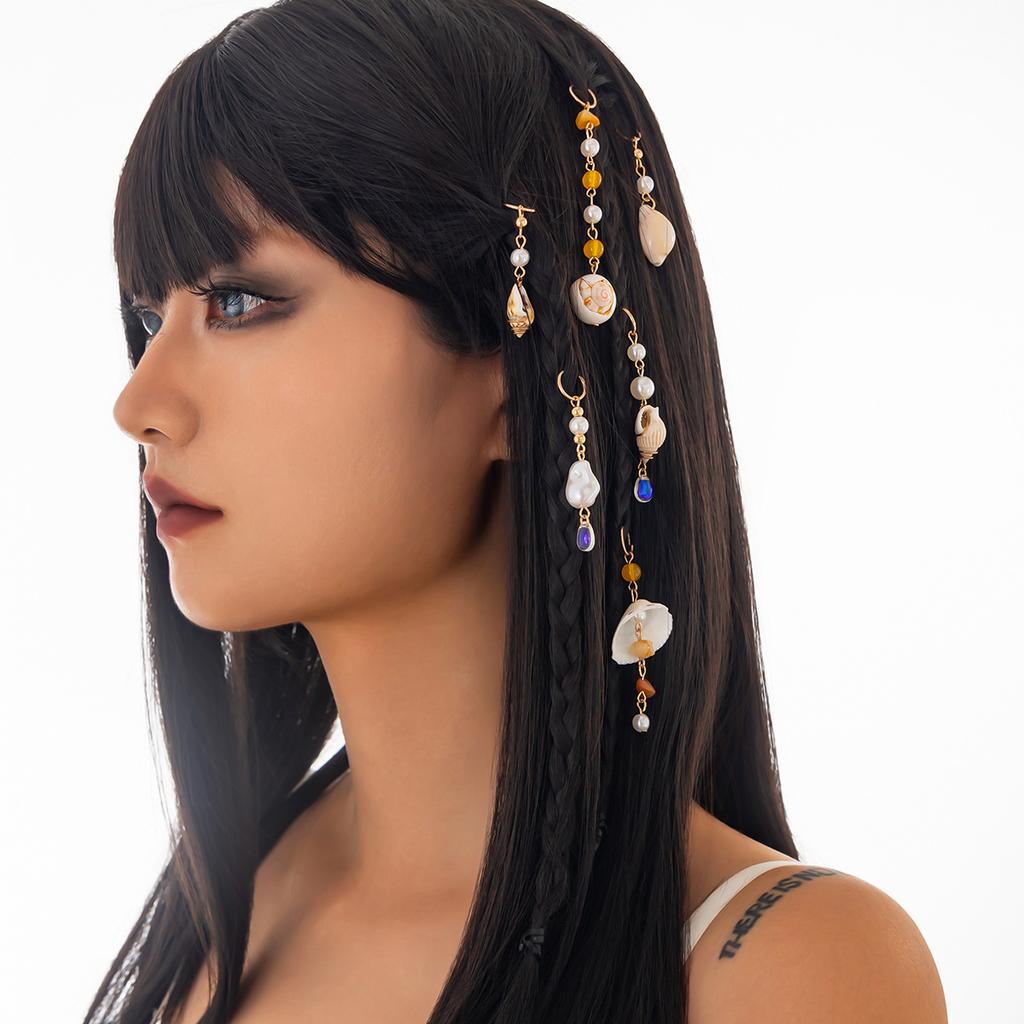 Accessories Multivariate Star Moon Tassel Conch Pastoral Butterfly Simple Long Gravel Hair Chain Accessories Women