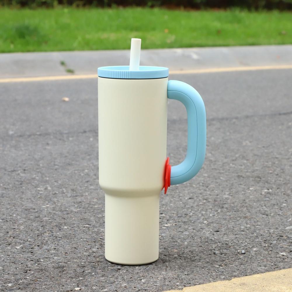 40oz 304 Stainless Steel Straw Insulated Ice Cup Large Capacity Thermal Mug Tumbler with Handle Stylish Insulated Coffee Cup