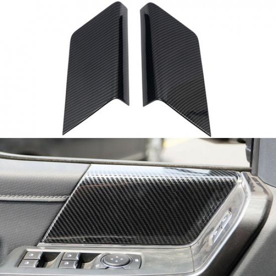 For 2021-2022 Ford F150 F-150 Carbon Fiber ABS Interior Front Door Panel Cover