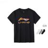 Li Ning Sports Fashion Series Letter Logo Cartoon Pattern Printed Casual Short Sleeve T-Shirt Unisex Tops Black AHSU837-1