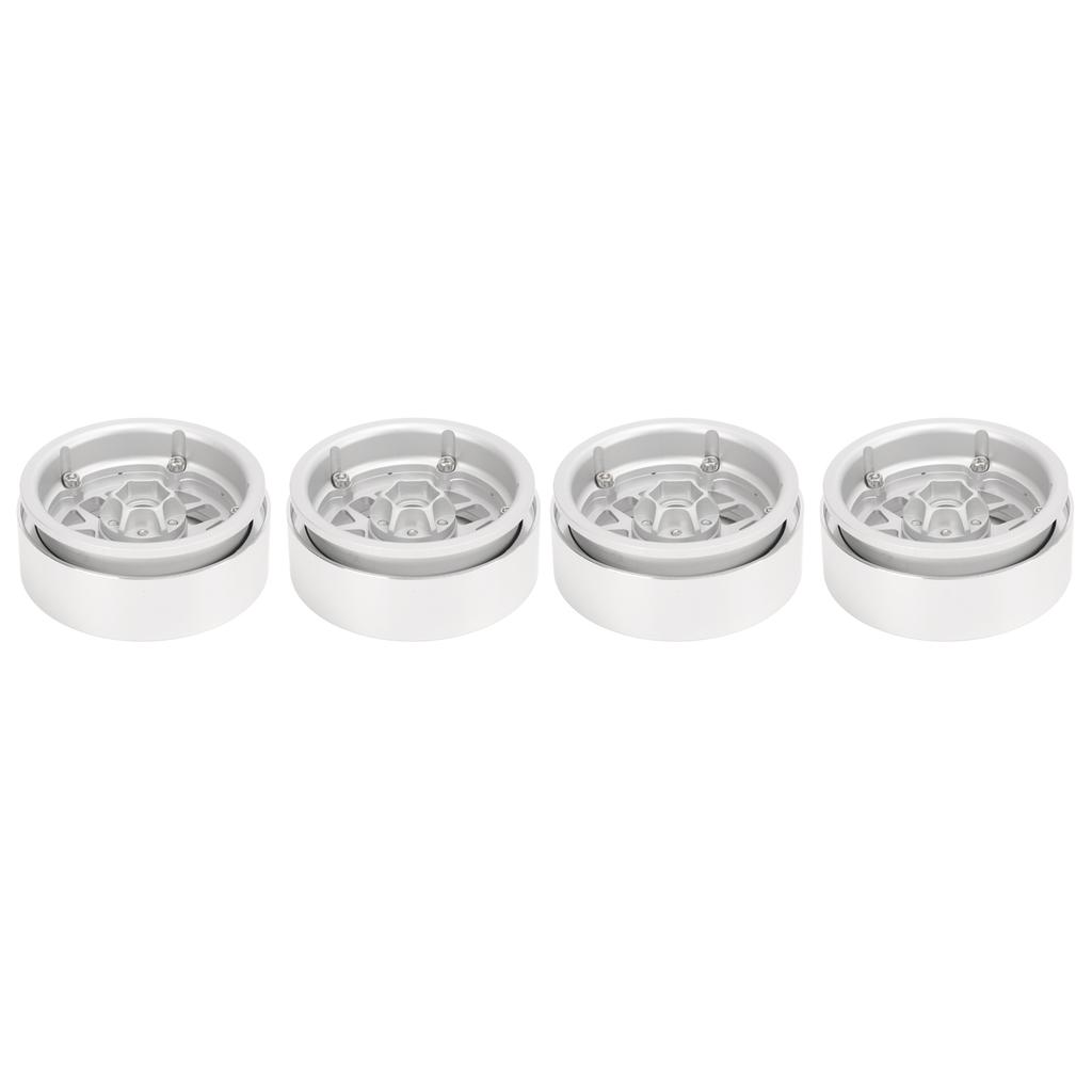 Aluminum Alloy RC Car Wheel Hub 2.2 Inch RC Beadlock Wheels Rims for 110 Remote Control Car Silver