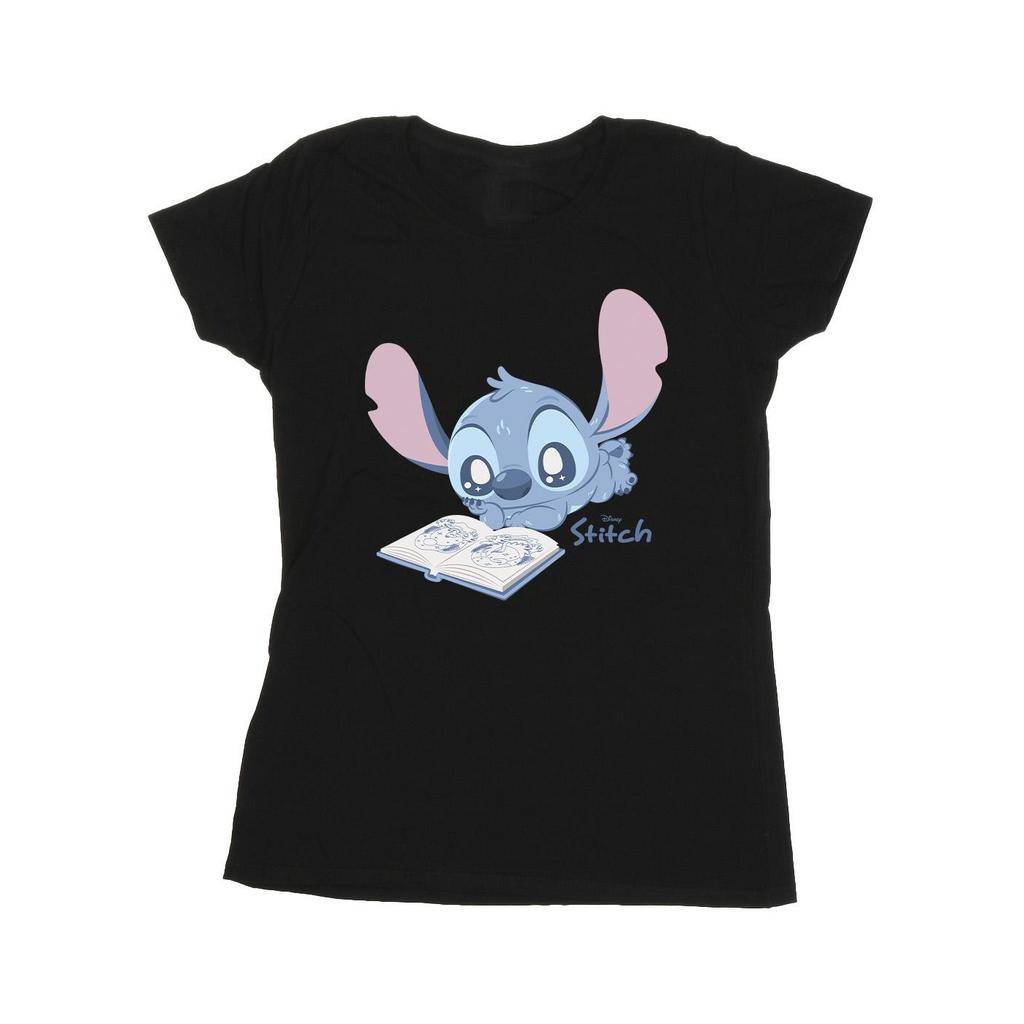 Lilo & Stitch Womens/Ladies Reading Lying Down Cotton T-Shirt