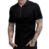 Men's Polo Shirts Casual Slim Fit Workout Shirts Quarter-Zip Mock Neck Basic Breathable  Shorts Sleeve Golf Shirts for Men Summer Collared T-Shirts