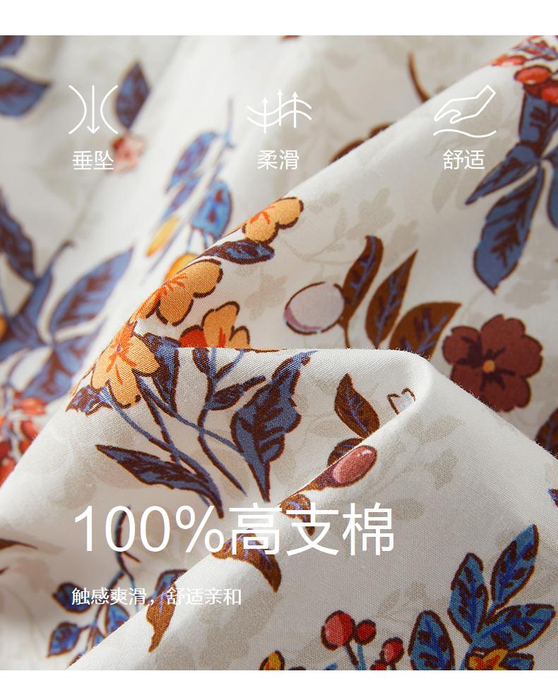 JUZUI Retro Countryside Floral 100% Cotton Dress for Women 2025 Summer Collection