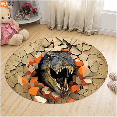Στρογγυλό πατάκι κινουμένων σχεδίων Animal Funny Dinosaur 3D Μπάνιο Κουζίνα Χαλί Πόρτας για Παιδιά Αγόρια Σαλόνι Αντιολισθητικό