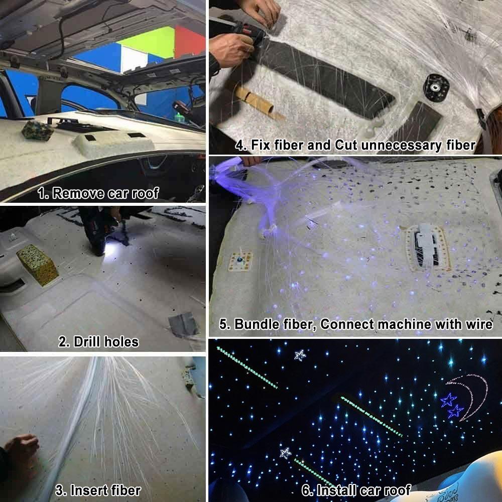 32W Twinkle Dual port Fiber Optic Star Ceiling Kit with RGBW Meteor effect APP Car Roof stars Fiber Optic Starry Sky Car Ceiling