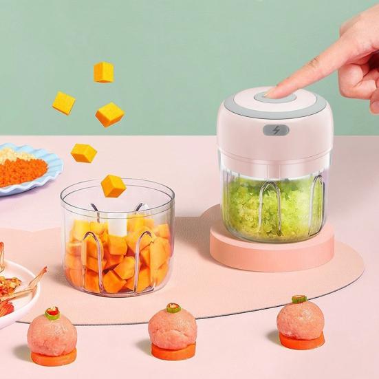 Yousheng Rechargeable Garlic Chopper 100/250ml Mini Food Processor for Vegetables Fruits Nuts Meat One-Button Operation Garlic Clay Machine