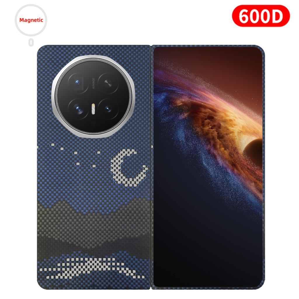 For Honor Magic V6 Carbon Case 600D Kevlar Fiber Aramid Fiber Fabric Ultra Thin Hard Cover Magnetic Black Slim Light Red Premium