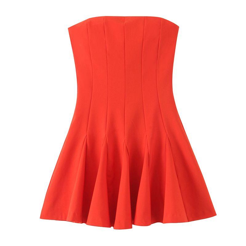 

Kaslead New Arrival Women s Clothing Fashion Style Fashion Silm Wavy Style Wide Hem Short Dress 2160777 Red L