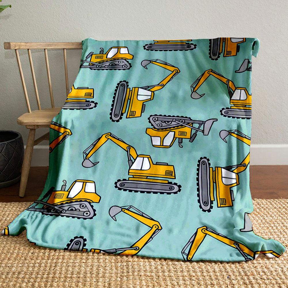 

Excavator Pattern Flannel Blanket bedroom Blanket for Livingroom Couch lunch break Soft throw for Friend s festival Gift 80cm x 120cm