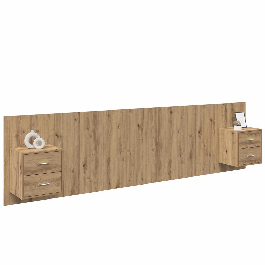 Headboard with Cabinets 3 pcs Artisan Oak Wood Based Material