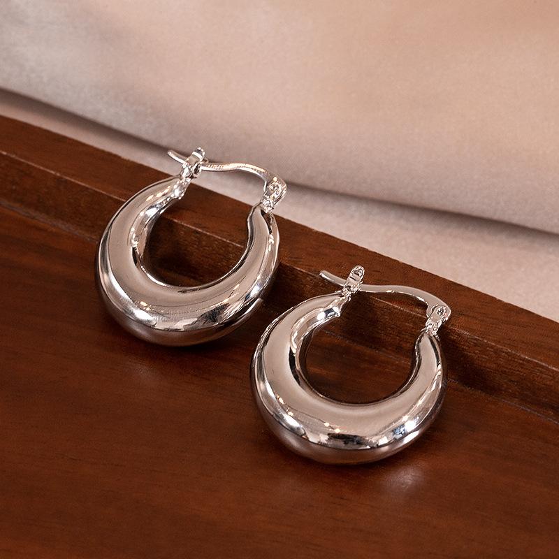 Real gold electroplated European and American U-shaped ear buckles women's exaggerated temperament earrings light luxury personalized new earrings