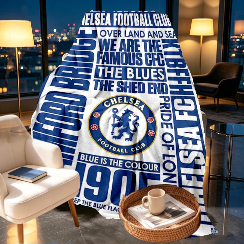 Chelsea F.C Print Blanket - Soft & Comfortable, for Bedroom, Travel, Sofa, Home Decoration - Birthday Christmas Gift for Friend