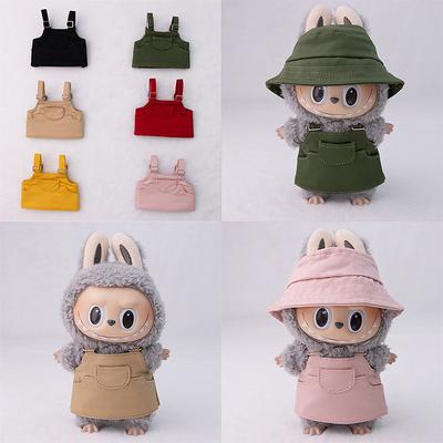 Für 17cm Labubu Puppenkleidung Modekleidung Schultergurt Rock Puppenkleidung Farblich passende Shorts Puppenzubehör Niedliche Dekoration Kleine Kleidung