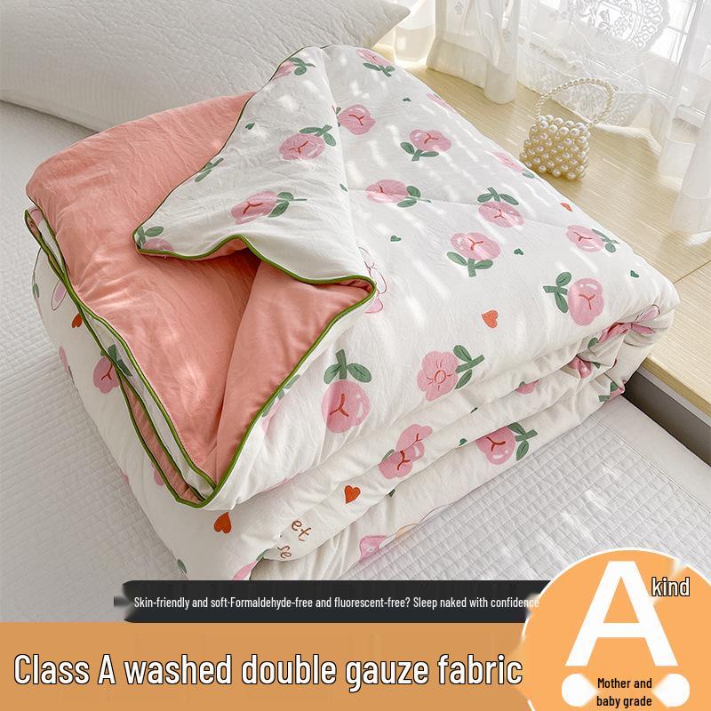 Double Layer Gauze Summer Quilt: Soft, Machine Washable, Class A for Mother and Baby