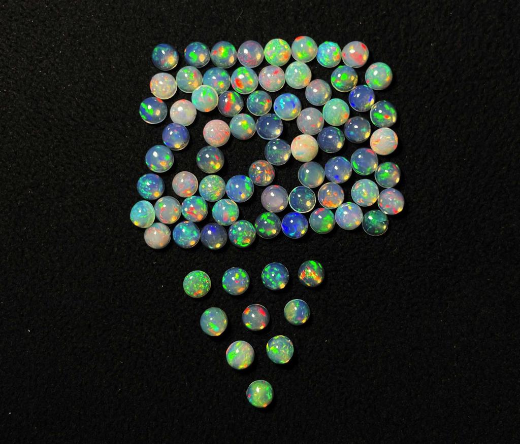 Natural Excellent Quality Ethiopian Opal Round Cabochon Loose Gemstone Lot 100 Pcs 4 MM Opal Cabochon Gemstone For Jewelry Making