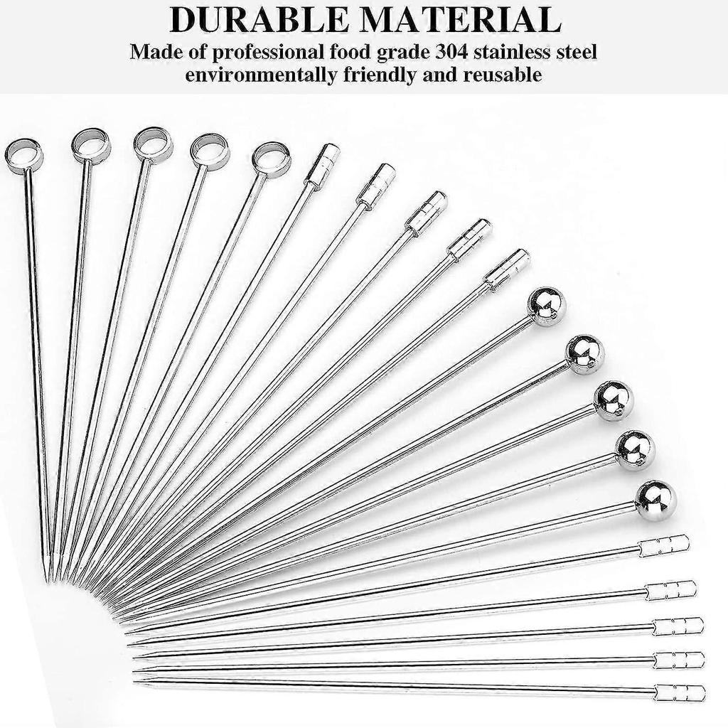 20 Pcs Stainless Steel Cocktail Sticks, Reusable Cocktail Sticks, Metal Cocktail Sticks ,drinks Bbq Holiday Party Cocktail Accessories GuanGuan
