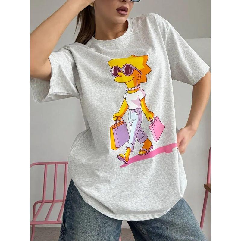 Western Style New Fashion Casual Loose Print Short Sleeve Cotton T-shirt Top Women Printed T-shirt Top