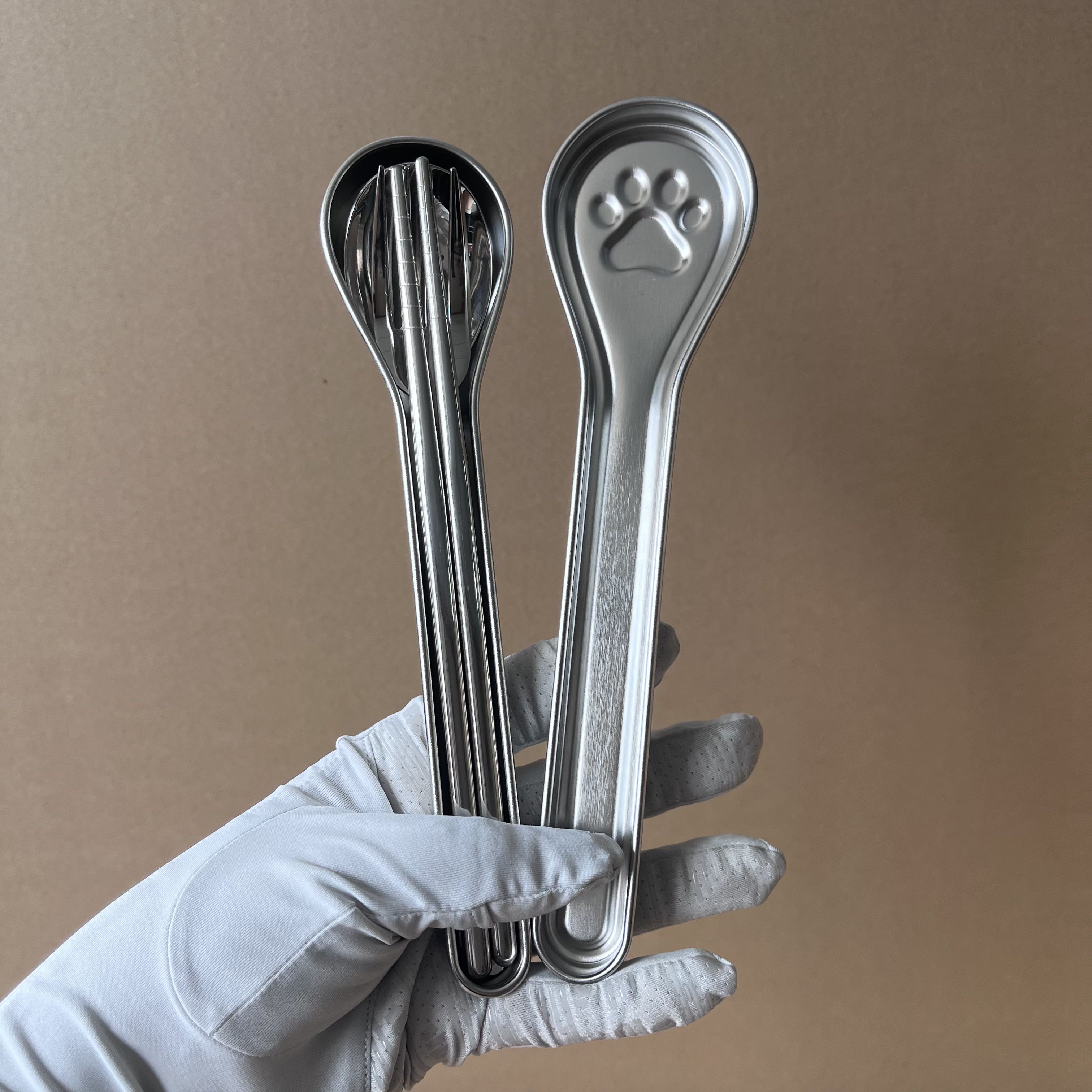 

Portable 316 Stainless Steel Chopsticks Spoon Set Dinnerware With Box for Elementary School Students And Children