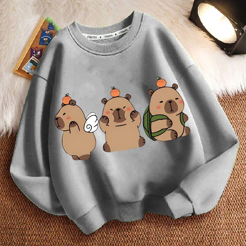 Children's Fashion Capibara Hoodies for Autumn and Winter, Loose Long-sleeved Hoodies for Boys and Girls