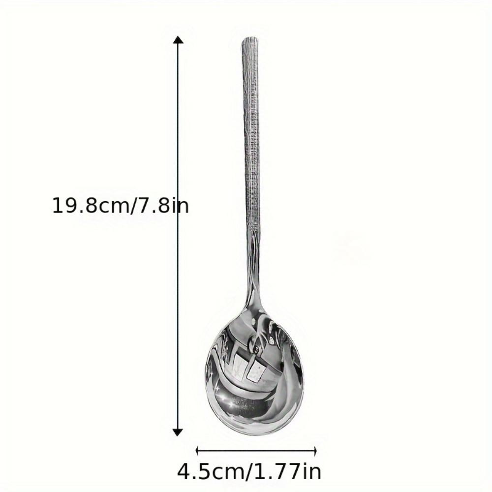 2 cuillères à long manche en acier inoxydable à motif de marteau, cuillère à soupe pour dessert et café, cuillère à tête ronde pour la maison, cuillère à soupe