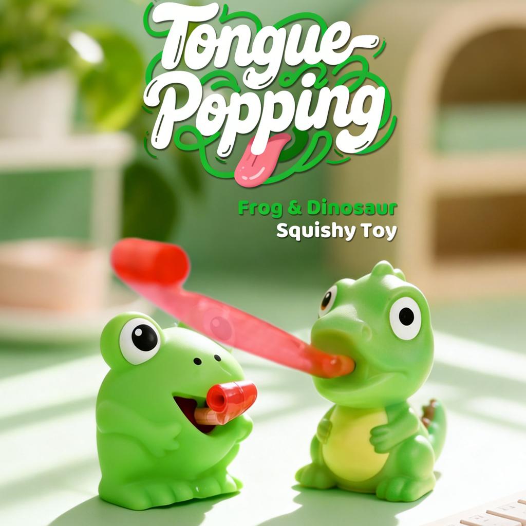 Funny Pinch Frog Dinosaur Sticking Tongue Out Relieve Stress Toy Creative Animal Sensory Stress Relief Fidget Toys Kids Gifts