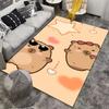 Cute Cartoon Carpet with Bear Couple, Peach Background, Star Design Suitable for use as an anti-slip for living room bedroom sofas