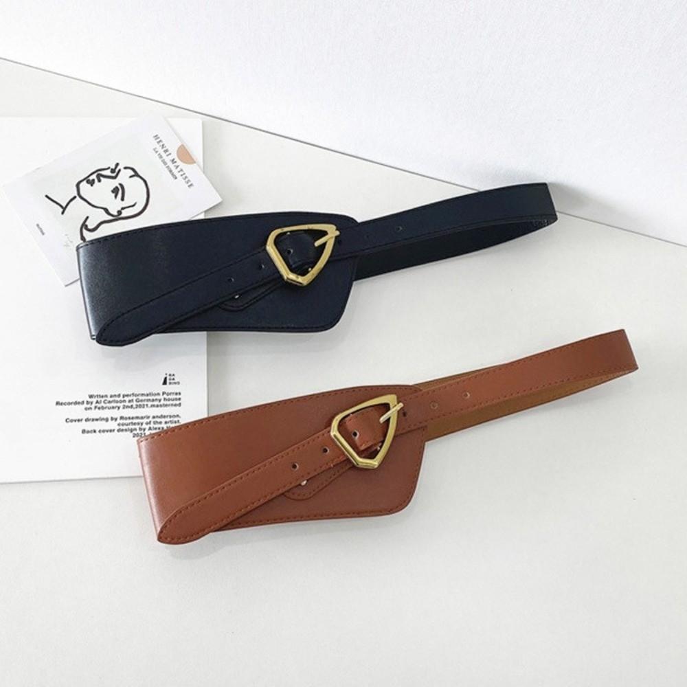 Fashion PU Leather Women's Waist Black Brown Decorative Coat Wide Belt Accessories Versatile Pin Buckle Waistband