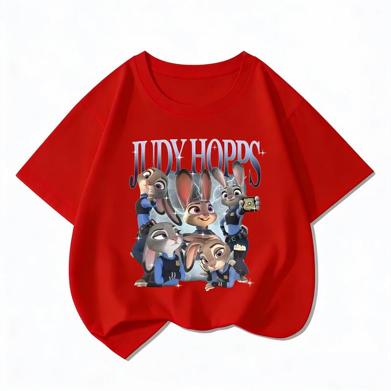 

Children s T-shirt Judy Cute Cartoon Rabbit Print Short Sleeve Casual Breathable Summer Top Boys and Girls 160