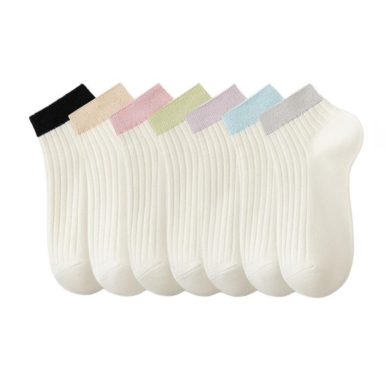 Calzini Colorati Nuovi da Donna per Primavera e Autunno, Bocca Bassa, Invisibili, Traspiranti, Studente, Tubo Corto, Calzini in Cotone