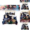 Demon Slayer Quilt Cover Set With Reactive Printing And Brushed Material For Modern Bedroom Decor