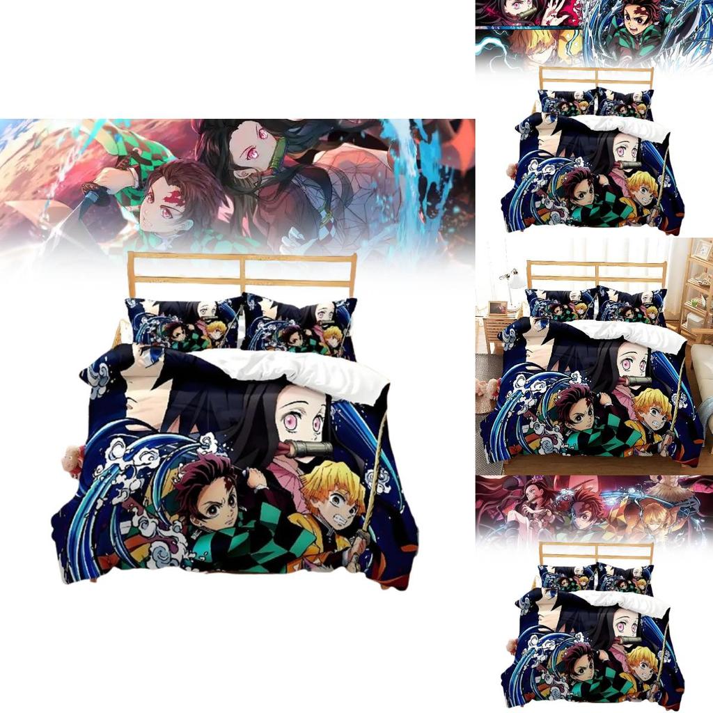 Demon Slayer Bedding Set With Fleece Fabric And Multisize Options For Cozy Sleep