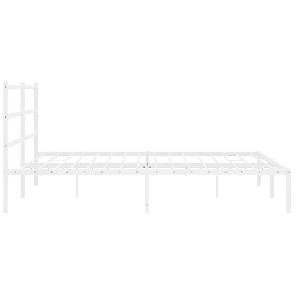 Vidaxl Metal Bed Frame with Headboard, White, 193X203 Cm