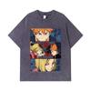 275 GSM Gewaschene T-Shirts 100% Baumwolle Haikyu V9 Mülltonnen-Schlacht Druck Unisex Schweres Baumwoll-T-Shirt