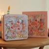 Langlebige Cartoon-Hase Eisenbox Mehrfarbige Quadratische Kuchenverpackungsbox mit Deckel 17*17*6cm Süßigkeitenbox Geldaufbewahrung