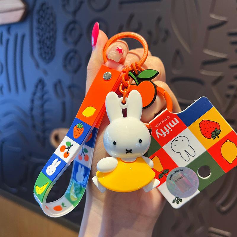 New Kawaii Miffy Rabbit Keychain Cartoon Couple Backpack Pendant Car Key Accessories Creative Festival Gifts