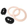 1 Pair Wooden Professional Gymnastic Rings Gym Fitness Strength Training with Polyester Straps