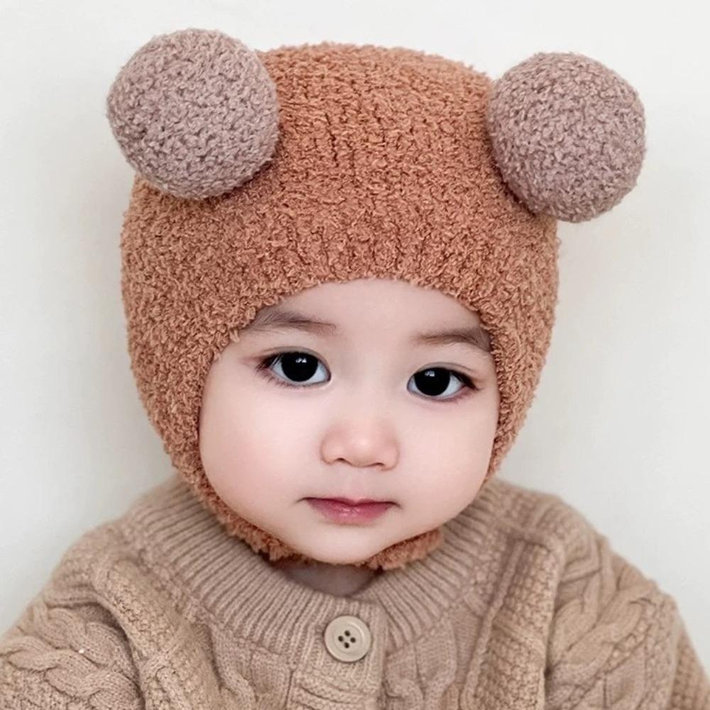 Windproof Baby Knit Hat Warm Ear Protection Hats Cute Beanie Cap