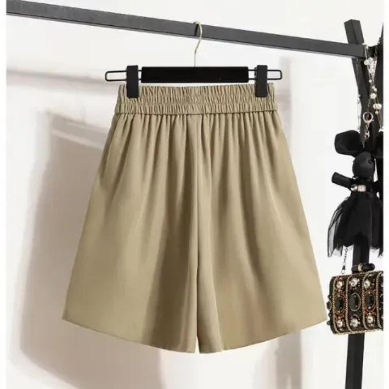 Women s Ice Silk High-Waist A-Line Wide-Leg Pants - Slimming and Loose Fit 3XL хаки
