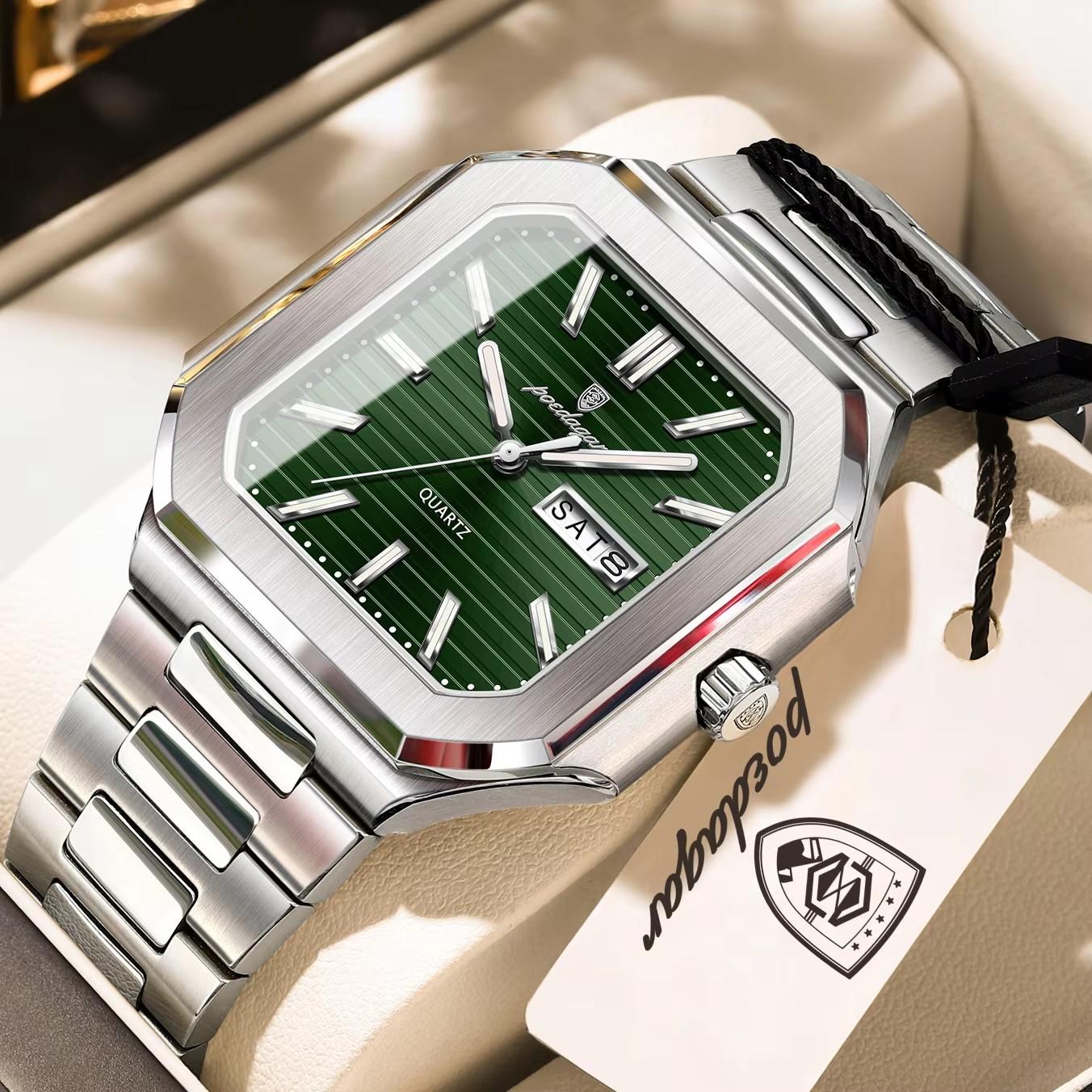 

Fashion Men s Watch Waterproof Night Light Calendar Quartz Men s Watch Stainless Steel Luxury Business Men Watch срібний/зелений