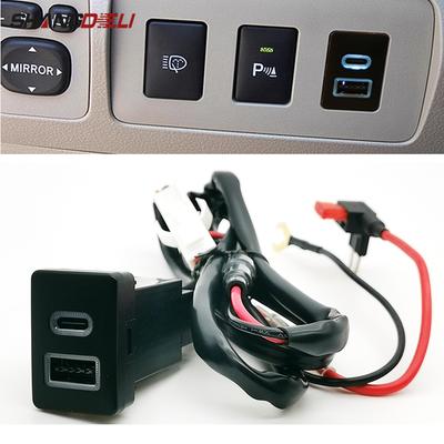 12V/24V Car QC3.0 USB Type-C PD Dual Charger Socket Phone Charging Outlet Power Adapter For Toyota LC120 Prado 16-20 Accessories