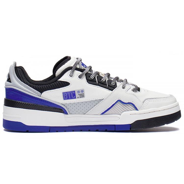 New LiNing 001 BTC SP Slip Resistant Cushioning Wear Resistant Low Top Skateboard Shoes Men's White Blue AZGS091-1
