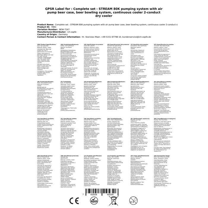 Tireuse à bière - STREAM 80K - 2 lignes - 90 l-h - Refroidissement à sec