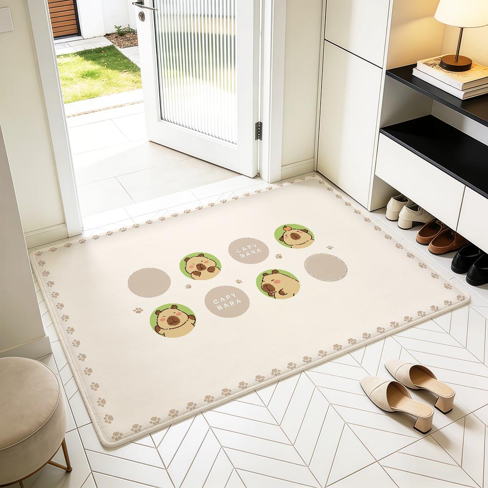 cartoon Capybara Cute animal minimalist Home Bed Rug Kitchen Bath Floor Mat Hallway Balcony Carpet Entrance Doormat hogar Decor