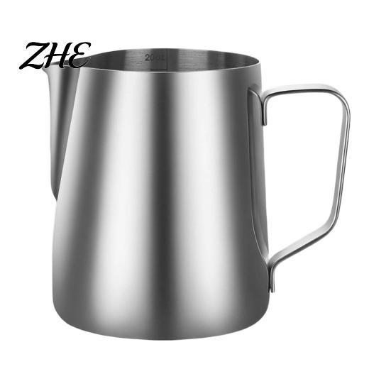 Precision Pouring Spout Frothing Cup Stainless Steel Milk Pitcher, Professional Latte Art with Fancy Coffee Making Instrument Measurement Scale,