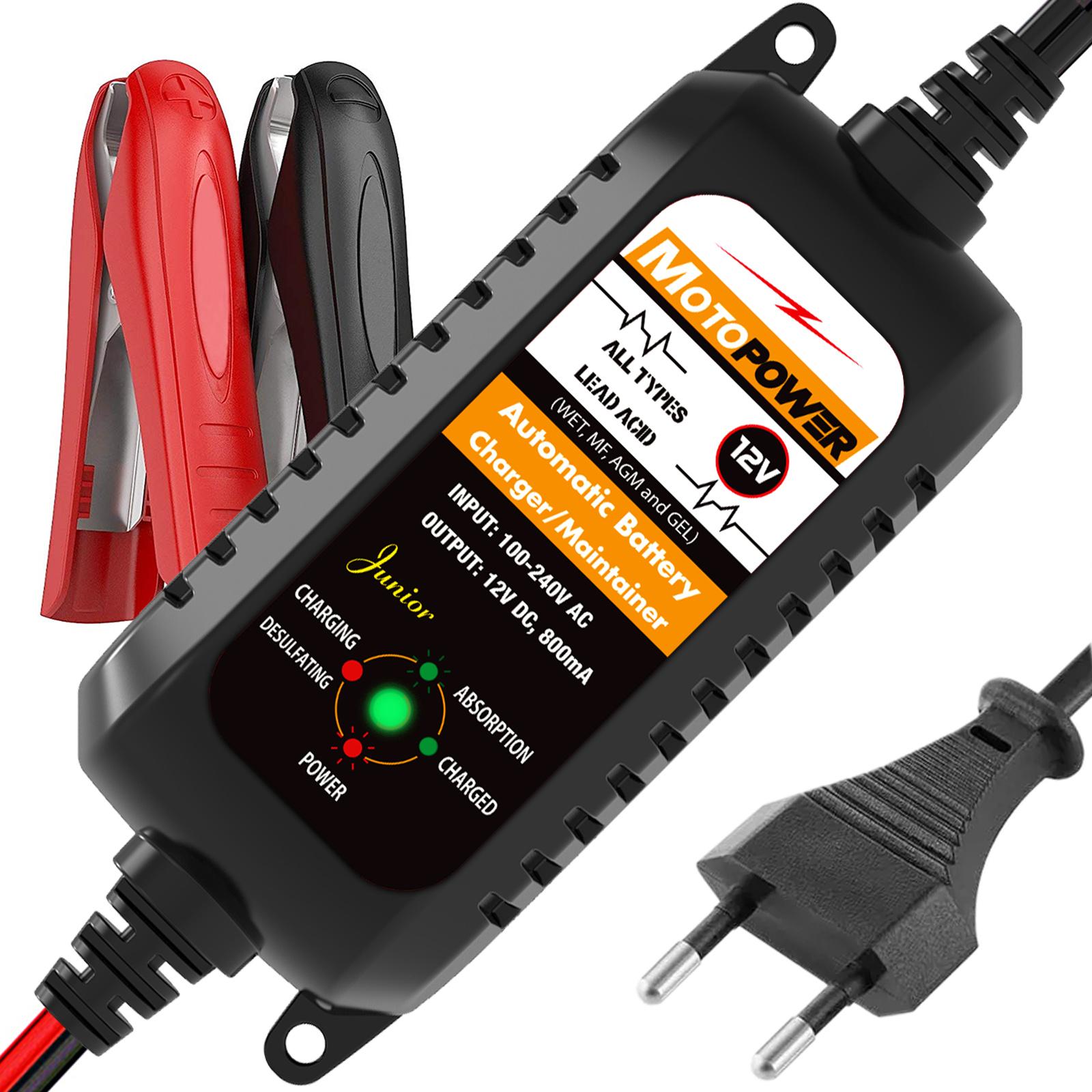 MOTOPOWER 12V 800mA Automatic Smart Car Motorcycle Battery Charger Maintainer European Plug