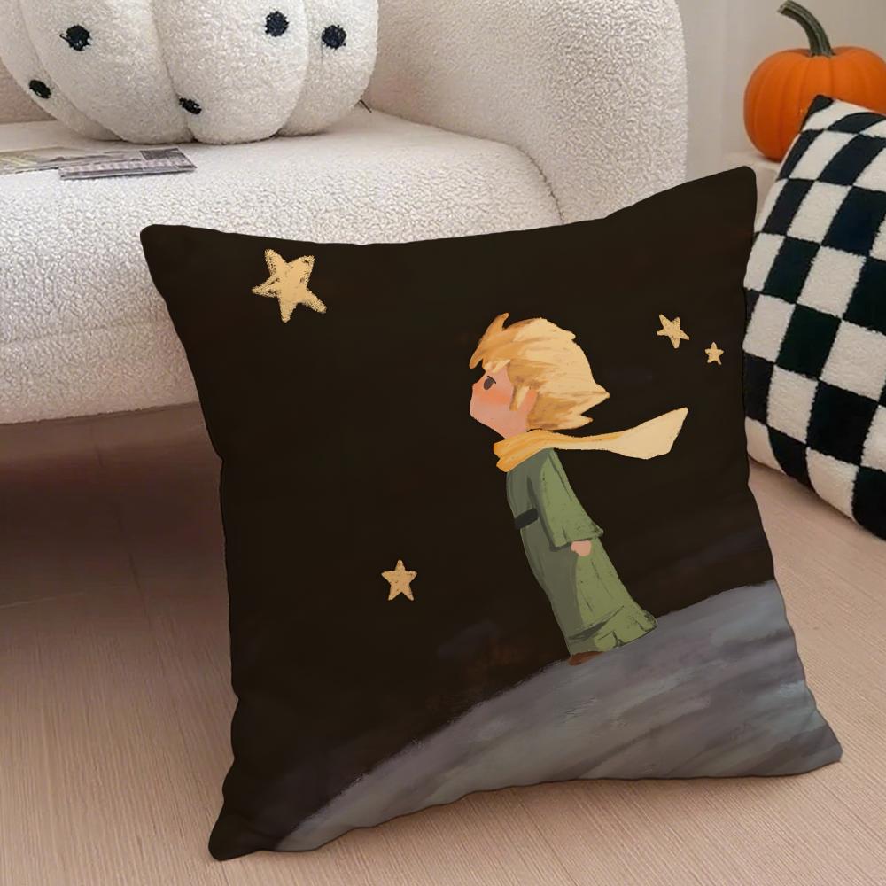 Healing The LLittle Prince Painting Fairy Tale Cushion Cover Throw Pillow Cover Hidden Button Durable Polyester Chair Cushion